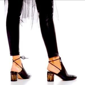 Free People Sparkler Leather Wrap Lucite Mules